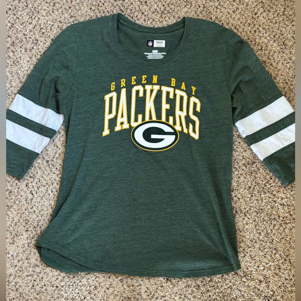 NFL Women's Green Bay Packers Team Apparel Heathered Green Crew Neck Tee